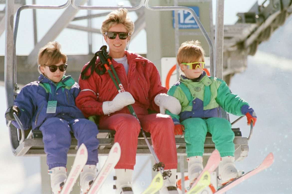 لحظه های ثبت شده از اسکی روی برف “دیانا” پرنسس ولز